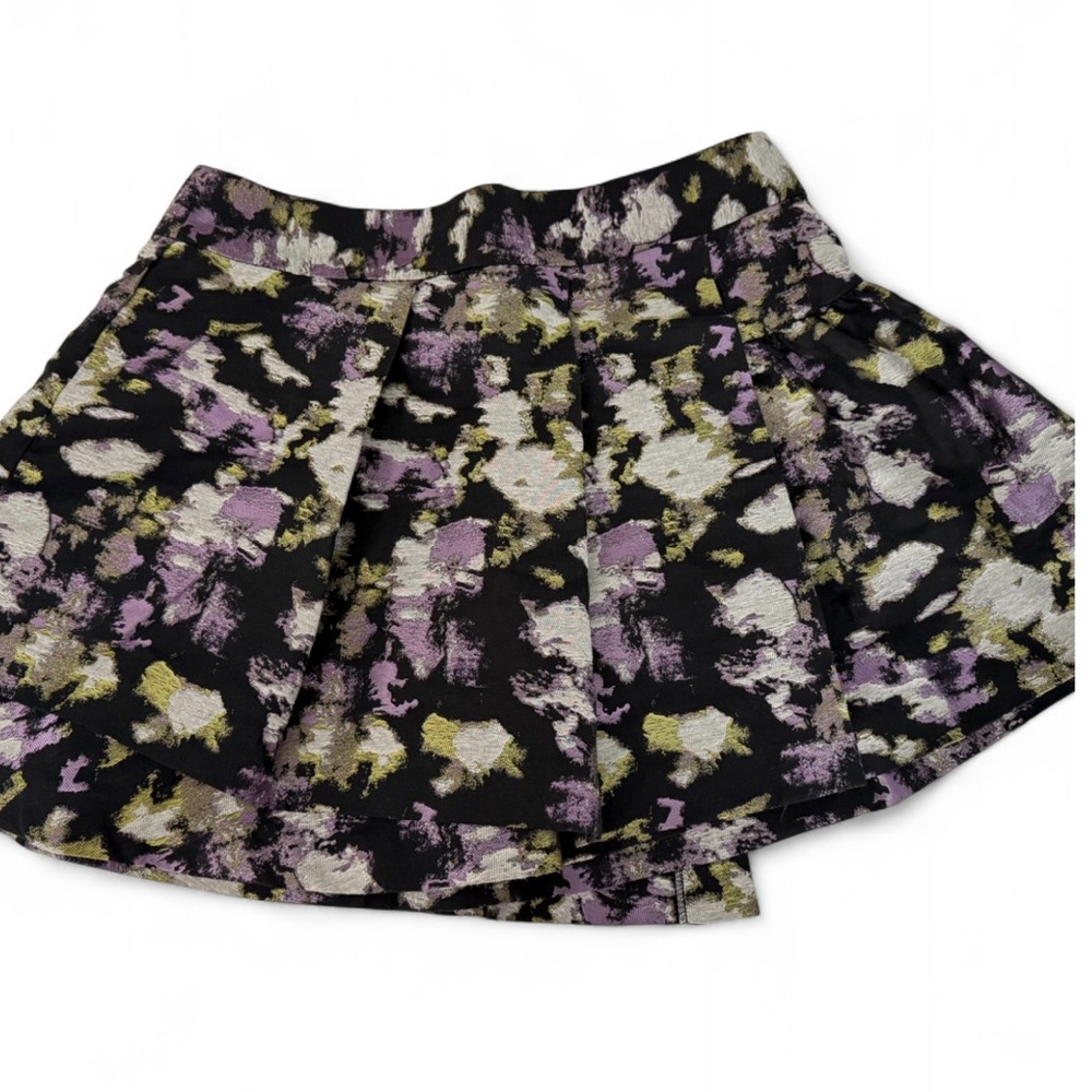 Banana Republic Black and Purple Floral Skater Skirt